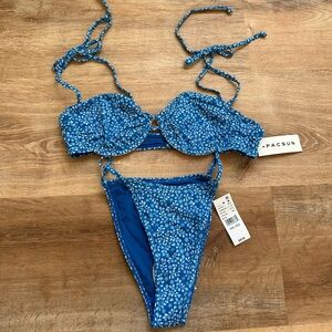 NEW PacSun Blue and White Floral Bikini Small